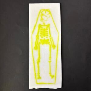 Yellow Skeleton White Glass Panel 10x4 Skull Coffin Stained Glass Lamp Craft Art